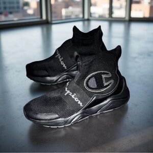 Champion Black Knit High-Top Sneakers